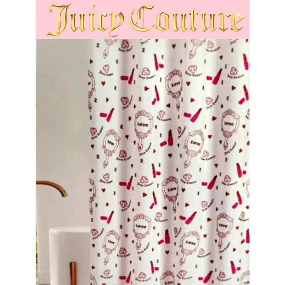 Juicy Couture Home Lipstick, Hearts & DiamondLogo Pattern Shower Curtain w/Hooks